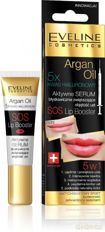 Eveline Argan Oil Aktywne serum zwiększające objętość ust SOS Lip Booster 5w1 12ml