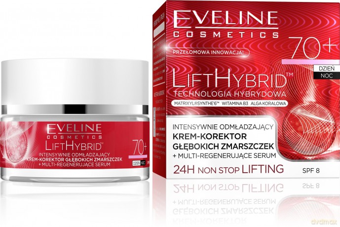 Eveline Lift Hybrid 70+ Krem - korektor głębokich zmarszczek intensywnie odmładzający na dzień i noc 50 ml