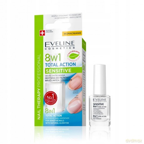 Eveline Nail Therapy Lakier odżywka Total Action 8w1 Sensitive 12ml