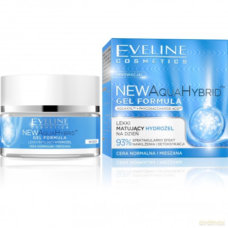 Eveline New Aqua Hybrid Gel Formula Lekki matujący Hydrożel na dzień - cera normalna i mieszana 50 ml
