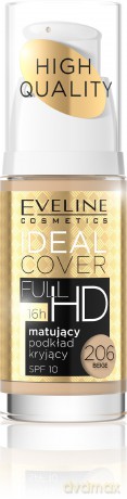 Eveline Podkład Ideal Cover Full HD matująco - kryjący nr 206 Beige 30 ml