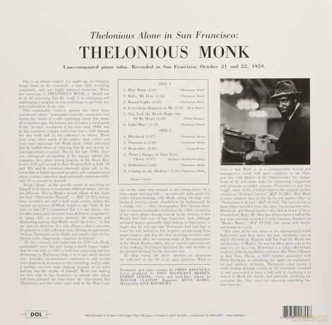 Thelonious Monk: Alone In San Francisco [Winyl]