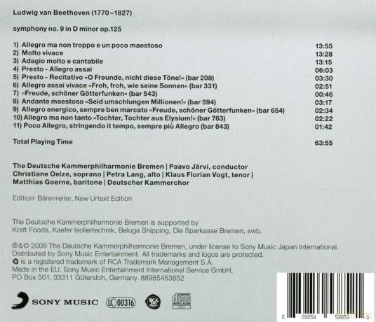 Paavo Jarvi: Beethoven: Symphony No.9 [CD]