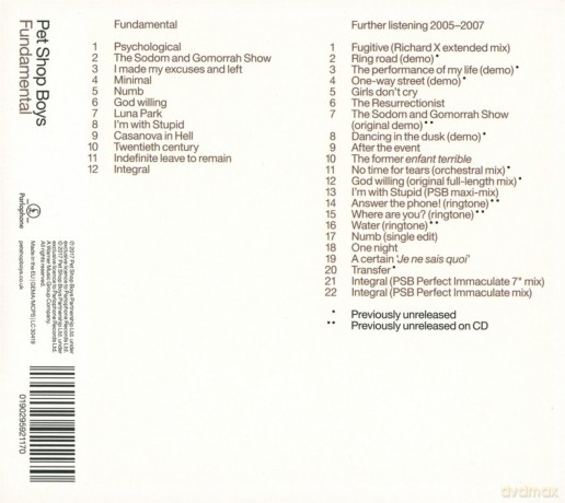 Pet Shop Boys: Fundamental: Further Listening 2005 - 2007 [CD]