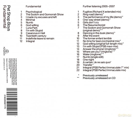 Pet Shop Boys: Fundamental: Further Listening 2005 - 2007 [CD]