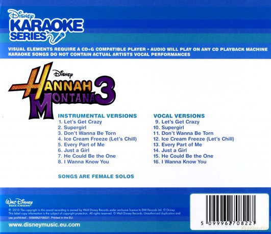 Hannah Montana 3 soundtrack (Karaoke) [CD]