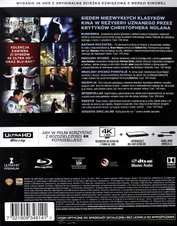 Christopher Nolan - Kolekcja Filmów w 4K (Batman Początek / Mroczny Rycerz / Mroczny Rycerz powstaje / Prestiż / Incepcja / Interstellar / Dunkierka) [7xBlu-Ray 4K]+[14xBlu-Ray]