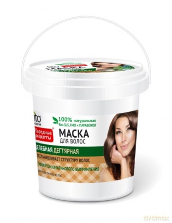 Fitocosmetics Przepisy Ludowe Maska do włosów dziegciowa odbudowująca - wiaderko 155ml