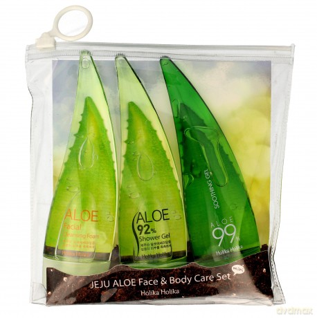 Holika Holika Aloe 99% Zestaw Jeju Aloe Set (żel+pianka+żel pod prysznic) 1op.-55mlx3
