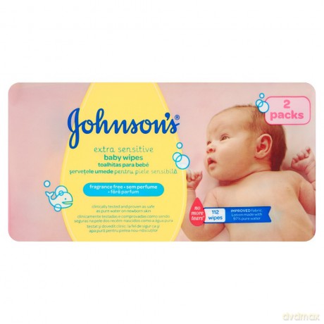 Johnson&Johnson Baby Chusteczki oczyszczające Extra Sensitive 1 op.-2 x 56szt