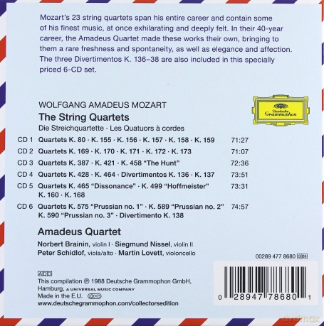 Amadeus Quartet: Mozart String Quartets Collectors Edition [6CD]