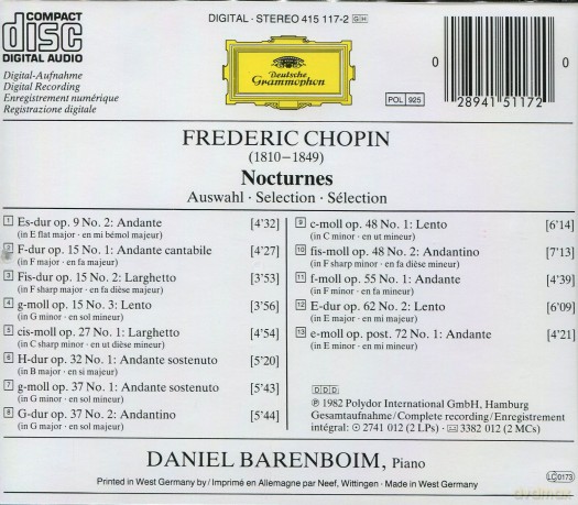 Barenboim: Chopin: Nocturnes Exc [CD]
