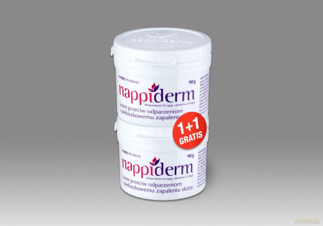 Nappiderm Krem przeciw odparzeniom i pieluszkowemu zapaleniu skóry 90g x2 (1+1 gratis)