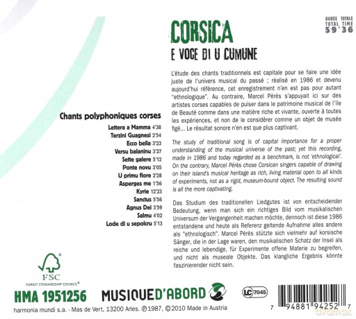 Corsica: Chants Polyphoniques E Voce Di U Cumune (digipack) [CD]