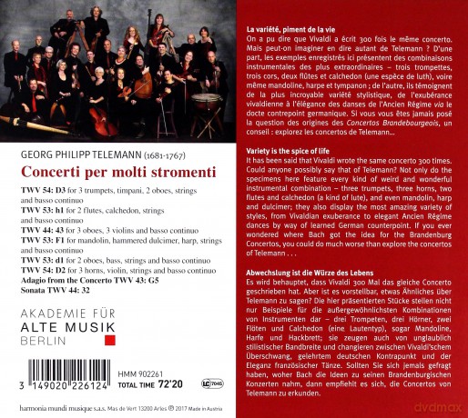 Telemann: Concerti Per Molti Stromenti Akademie Fur Alte Musik Berlin [CD]