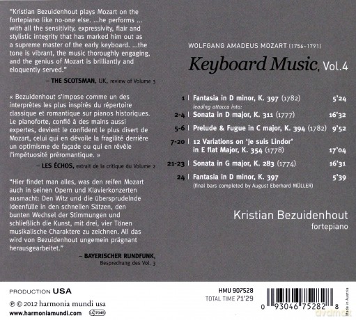 Mozart: Keyboard Music Vol 4 Bezuidenhout (digipack) [CD]