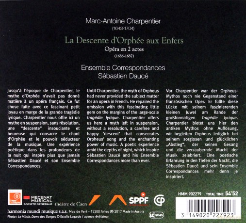 Charpentier: La Descente D Orphee Aux Enfers (digipack) [CD]