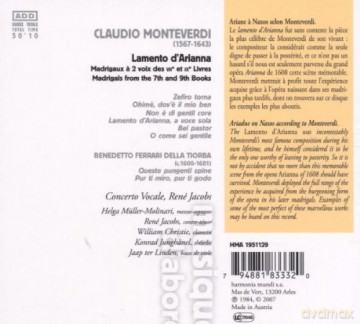 Monteverdi: Lamento D Arianna Concerto Vocale (digipack) [CD]