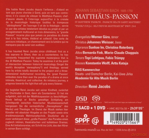 Bach: Matthaus Passion Rene Jacobs (digipack) [2CD]+[DVD]