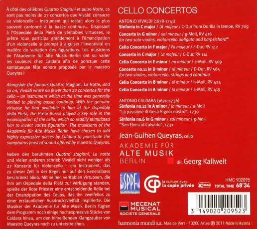 Vivaldi: Cello Concertos Queyras Akademie Fur Alte Musik Berlin (digipack) [CD]