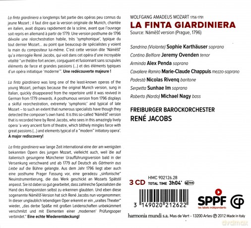 Mozart: La Finta Giardiniera Jacobs (digipack) [3CD]