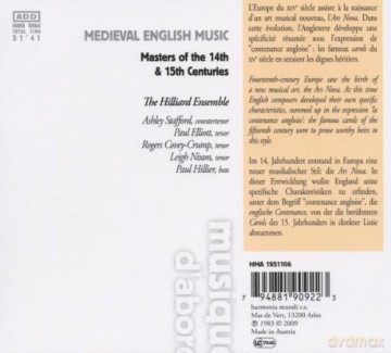 Medieval English Music: The Hilliard Ensemble [CD]
