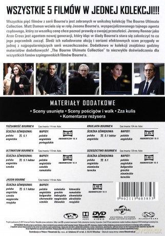 Filmowa kolekcja: Bourne 1-5: Tożsamość Bourne'a / Krucjata Bourne'a / Ultimatum Bourne'a / Dziedzictwo Bourne'a / Jason Bourne [BOX] [5DVD]