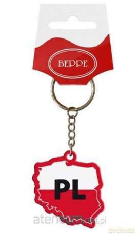 Breloczek mapa PL biało-czerwony jednostronny