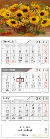 Kalendarz 2018 Trójdzielny Słoneczniki [KALENDARZ]