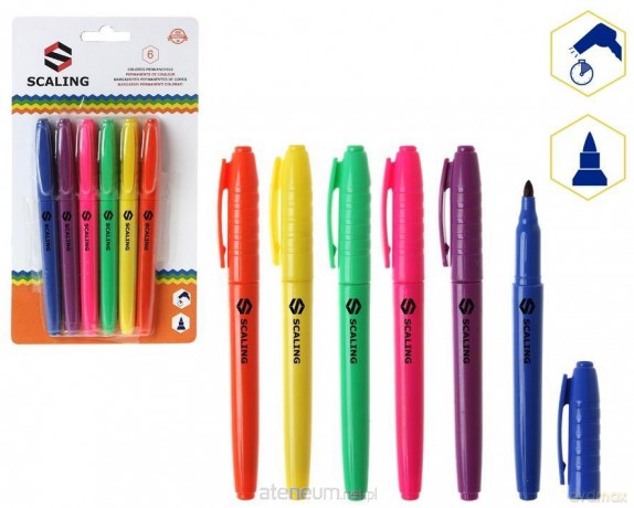 Markery permanentne neon 6 szt