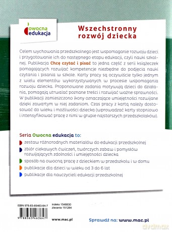 Owocna edukacja. Chcę czytać i pisać. Pięciolatek - Beata Szurowska [KSIĄŻKA]