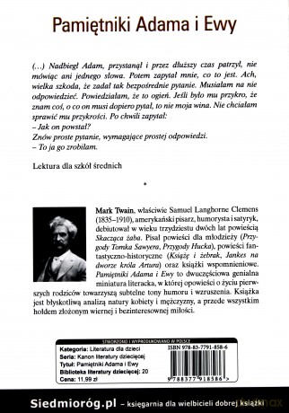 Pamiętniki Adama i Ewy - Mark Twain [KSIĄŻKA]
