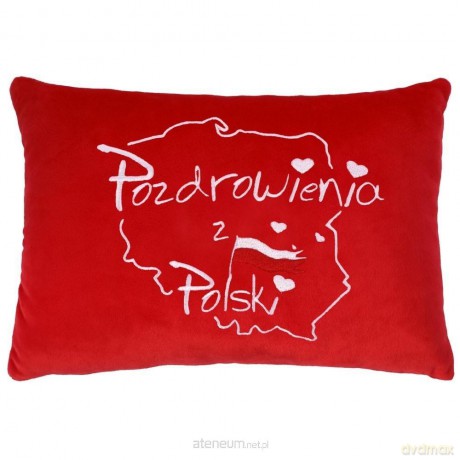 Poduszka Pozdrowienia z Polski czerwona 30 cm
