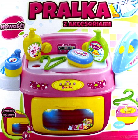 Pralka z akcesoriami światło dźwięk