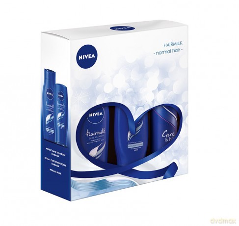Nivea Zestaw prezentowy Hairmilk (szampon d/wł norm. 250 ml + odżywka d/wł norm 200 ml + lakier 250 ml)