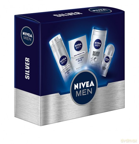 Nivea Zestaw prezentowy Men Silver (balsam p/gol 100 ml + żel pod prysznic 250 ml + żel d/gol 200 ml + deo roll-on 50 ml)