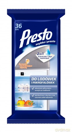 Presto Ściereczki czyszczące + płyn 2w1 do lodówek i mikrofalówek 1op. -16szt