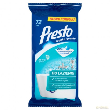 Presto ŚciereczkI czyszczące + płyn 2w1 do łazienki 1op. -72szt