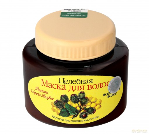 Receptury Babci Agafii Maska do włosów Uski cebuli, Olej łopianowy i miód 250 ml