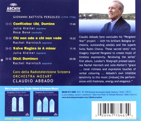 Claudio Abbado: Pergolesi: Dixit Dominus, Salve Regina [CD]