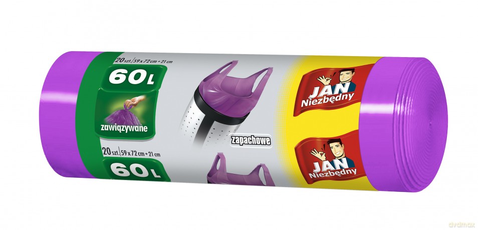 Jan Niezbędny Worki na śmieci zapachowe 60L fioletowe 1op. -20szt