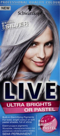 Schwarzkopf Live Krem koloryzujący 2w1 nr 098 Steel Silver Srebrny 1op.