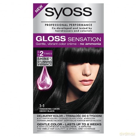 Schwarzkopf Syoss Gloss Sensation Farba do włosów 1-1 Hebanowa Czerń