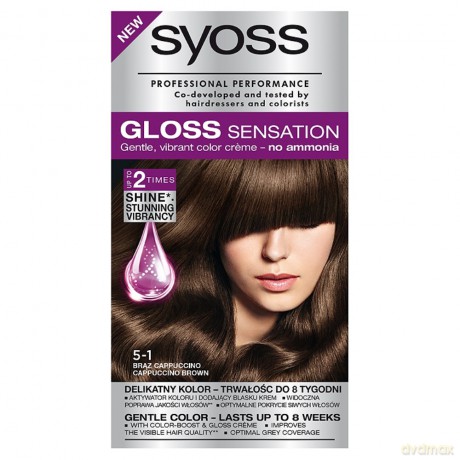 Schwarzkopf Syoss Gloss Sensation Farba do włosów 5-1 Brąz Cappuccino