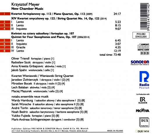 Krzysztof Meyer New Chamber Music [CD]