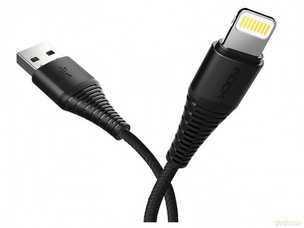 Kabel USB Lightning Wzmacniany iPhone 120 cm Czarny (Rock)