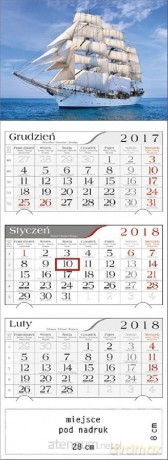 Kalendarz 2018 Trójdzielny Żaglowiec [KALENDARZ]