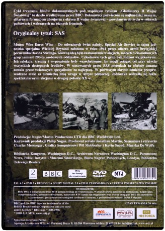Gladiatorzy II Wojny Światowej: Jednostki Specjalne SAS [DVD] (BBC)