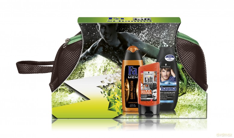 Fa zestaw prezentowy z kosmetyczką żel pod prysznic Dark Passion + żel do włosów Taft Looks Maxx Power + szampon do włosów przeciwłupieżowy Schauma