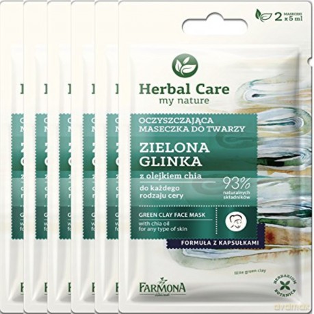 Farmona Herbal Care Maseczka oczyszczająca do twarzy Zielona Glinka 2 x 5 ml